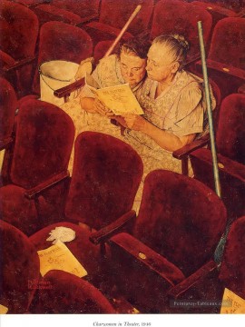 ノーマン・ロックウェル Painting - 劇場のチャーウーマン 1946 年 ノーマン ロックウェル